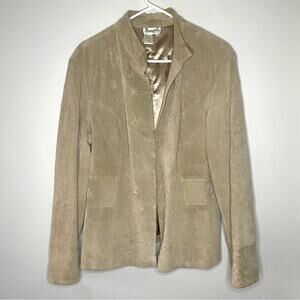 Coldwater Creek Vintage Suede Leather Woven Detail Jacket Size L